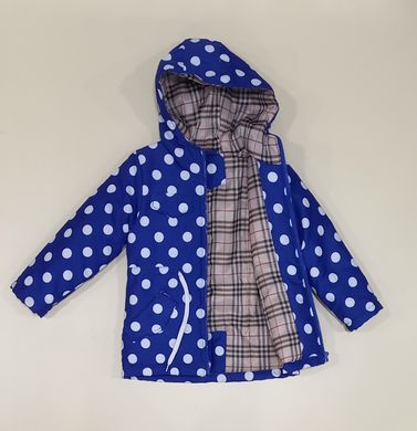 Демисезонная куртка на девочку 04322 синего цвета в горошек 4г/104/30 купить в Украине