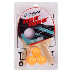 Теннис настольный TT2113 (30 шт)Extreme Motion, 2 ракетки, 3 мячика в слюде с сеткой(толщина 4,5мм) купить в Украине