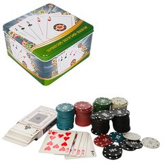 Настольная игра D7 (12шт) покер,120фиш(с номин),карты,в кор-ке(металл),15,5-15,5-8,5см купить в Украине