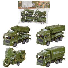 Набір машин BQ 600-4 (144/2) 4 штуки, військова техніка, інерція, у пакеті купити в Україні