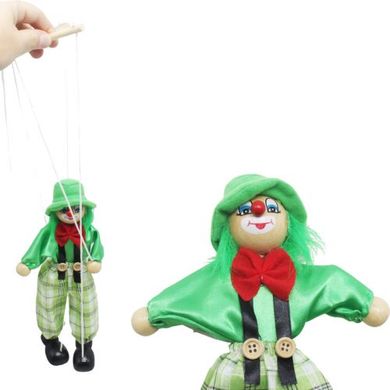 Кукла-марионетка "Клоун", в зеленом купить в Украине