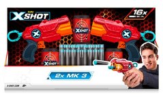 X-Shot Red Набір швидкострільних бластерів EXCEL MK 3 Double (2 бластира, 3 банки, 16 патронів), 36432R купить в Украине