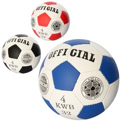 М'яч футбольний OFFICIAL 2501-22 розмір 4, ПУ, 32 панелі, ручна работа, 280-310г,3 кольори,кул. купити в Україні