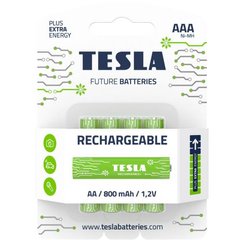 Батарейки аккумуляторные TESLA AAA GREEN+ RECHARGEABLE (HR03), 4 штуки купить в Украине