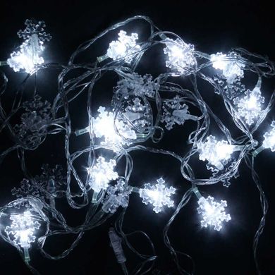 Гірлянда C 23455-101 (100) "Сніжинки", 28 лампочок. 5 метрів, біла, в кульку купити в Україні