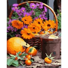 Картина за номерами "Квіти у корзині" купити в Україні