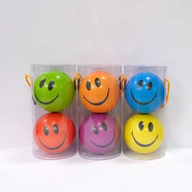 Набор фомовых мячиков YY-62 Смайл, цветные 6,5 см, 2шт, в колбе (6903317446698) МИКС купить в Украине