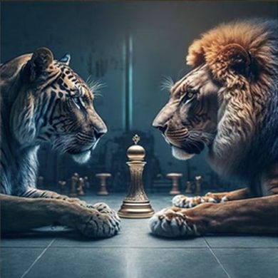Набір для творчості алмазна картина Тигр з левом Strateg розміром 30х30 см (ME13830) купити в Україні