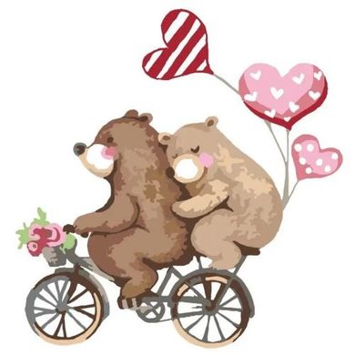 Картина за номерами на ДВП "Закохані ведмеді" 30х30 см ★★★ купити в Україні