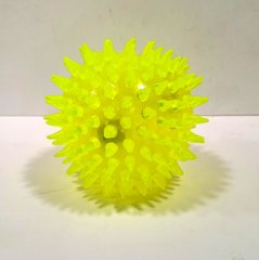 Мяч массажный MS 1137-2 7,5см, свет, пищалка (6903184689013) Жёлтый купить в Украине