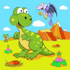 Картина за номерами "Динозаври мандрівники" 30х30 см купити в Україні