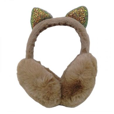 Хутряні навушники дитячі "Котик" (коричневі) купити в Україні