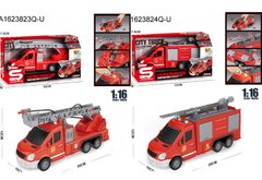 Пожежна машина JS139-40 (18шт) 27см, гум.кол, рухомі деталі,бризкає водою, звук, світло, на бат-ці ( купить в Украине