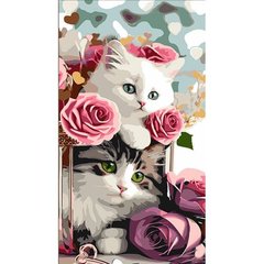 Картина за номерами "Квіткові кошенята" 50х25 см купити в Україні