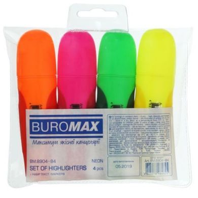 Набір маркерів-текстовидільників Neon 4 кольори ВМ.8904-84 Buromax (4823078964625) купити в Україні