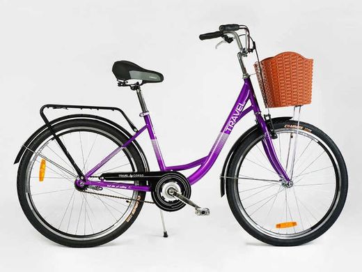 Велосипед міський Corso Travel 26`` TR-26213 (1) одношвидкісний, сталева рама 16.5``, корзина, багажник купити в Україні