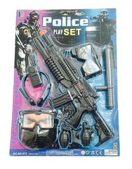 Поліцейський набір AK 012 (24/2) автомат, гранати, маска, окуляри, рація, на листі купити в Україні