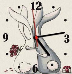 Годинник-картина за номерами "Зайчики", 30х30 см купити в Україні