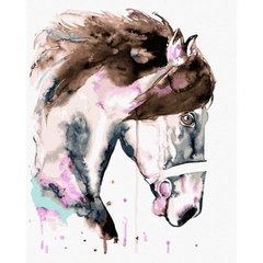Картина по номерам "Лошадь в акварельное пятнышко" купить в Украине