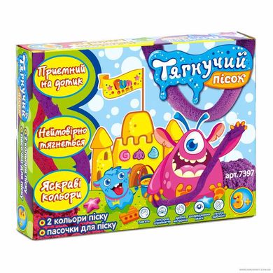 Кинетический тягучий песок 7397 Fun Game (6945717431591) Розовый+Жёлтый Вид 1 купить в Украине