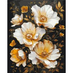 Картина за номерами Золоті квіти на чорному фоні з фарбами металик 40*50 см Орігамі LW 3335 купити в Україні