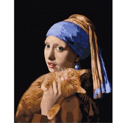 Картина за номерами "Дівчина з рудим котом" ★★★★ купити в Україні