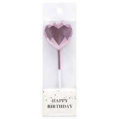 Свічка для торта "Серце", 10 см, рожева