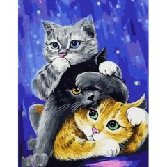 Картина за номерами "Котяче тріо" 40х50 см купити в Україні