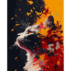 Набір для розпису по номерах Квітковий кіт Strateg розміром 40х50 см (GS909) купити в Україні