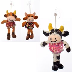 Мягкая игрушка MP 2154 (200шт) корова 15см, брелок 18см, пайетки, 3цвета, в кульке, 15-6-6см купить в Украине