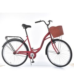 Велосипед 28 д. MTB2804-1K сталева рама М, багажник, кошик, червоний. купити в Україні