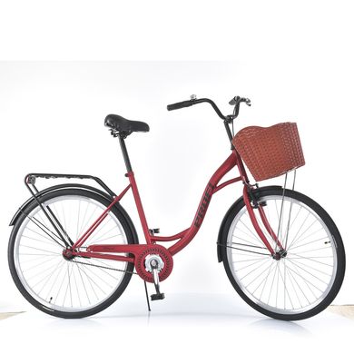 Велосипед 28 д. MTB2804-1K сталева рама М, багажник, кошик, червоний. купити в Україні