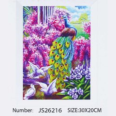 Алмазна мозаїка JS 26216 (50) "TK Group", 20х30 см, "Павич у райському саду", в коробці купити в Україні