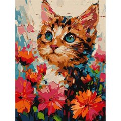 Картина по номерам "Котик в цветах" 30х40 см купить в Украине