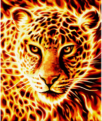 Набір для розпису по номерах Вогняний леопард Strateg з лаком та рівнем розміром 40х50 см (VA-3645) купить в Украине