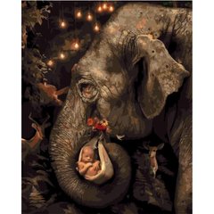 Картина по номерам "Слон несет малыша" ★★★★★ купить в Украине