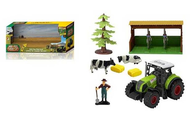 Трактор 550-3 K (12) 7 елементів, трактор з інерцією, на батарейках, підсвічування, 2 фігурки тварин, фігурка фермера, в коробці купить в Украине