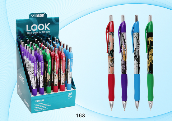 Ручка автоматична олійна 168 Vinson "Look" 1 штука 0,7мм, синя (6948910001684) купити в Україні
