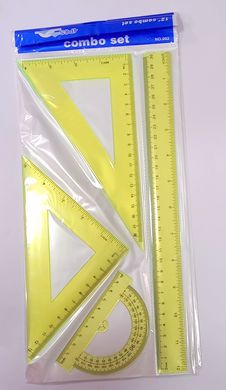 Набор измерительных принадлежностей J.Otten 23875-13 (линейка 30см.+2 треугольника+транспортир) Лимонный купить в Украине