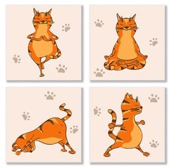 Картина за номерами "полиптих: Yoga-cat" ★★ купити в Україні