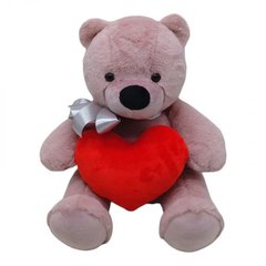 Мʼяка іграшка "Ведмедик з серцем", бузковий, 30 см купити в Україні