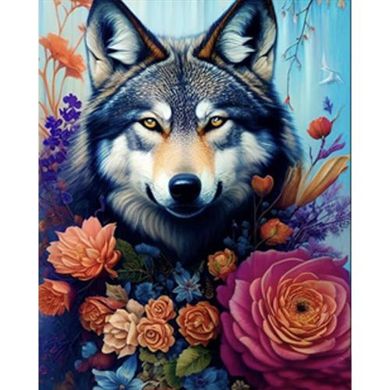 Набір для творчості алмазна картина Вовк серед квітів Strateg розміром 40х50 см (SK85998) купить в Украине