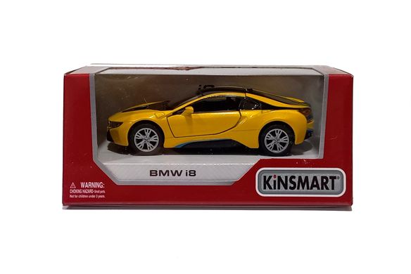 Машинка металева KT 5379 WA KINSMART BMW i8, інерція, в коробці (6903192694016) Жовтий купити в Україні