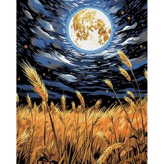 Картина за номерами на чорному фоні "Пшениця серед зоряного неба" 40х50 купити в Україні
