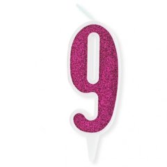 Свечка декоративная "Цифра 9", розовая купить в Украине