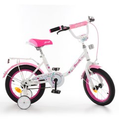 Велосипед детский PROF1 14д. Y1485 (1шт) Flower, бело-розовый,звонок,доп.колеса купить в Украине