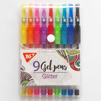 Набір гелевих ручок YES "Glitter" 9 шт. купити в Україні
