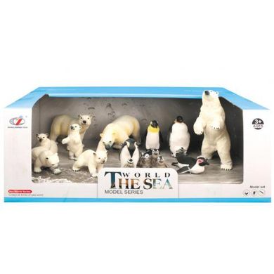 Набір тварин "Білі ведмеді та пінгвіни" Q9899-P44, 12 тварин, від 4,5 до 14см, в коробці (6903317463824)