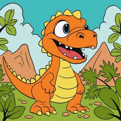 Картина по номерам "Забавный динозавр" купить в Украине