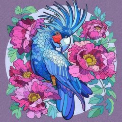 Набір для розпису-антистрес Папуга у квітах розміром 30х30 см (JCEE36805) купити в Україні